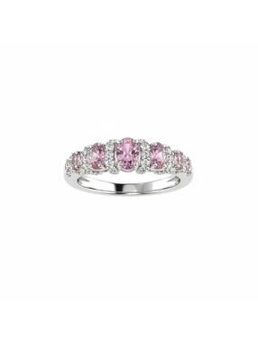 Bomb Party Sweet Escape Rhodium Plated Ring with Rose Quartz and Cubic Zirconia